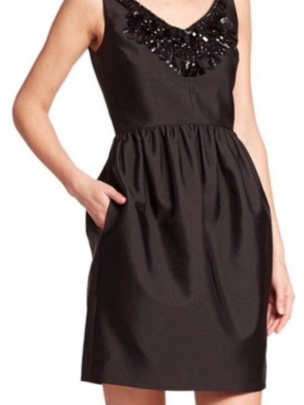 Kate spade new york black embellished neckline dress with pockets